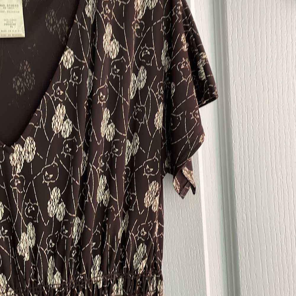 Max Studio Brown & Beige Design Split Short Sleev… - image 4